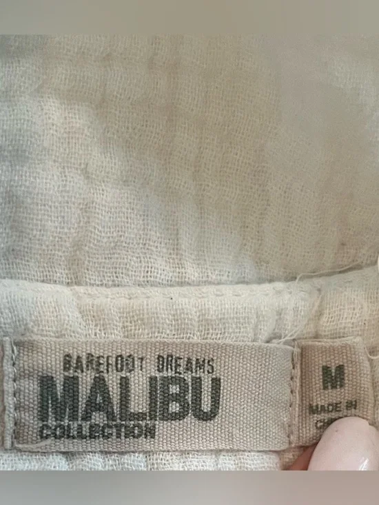 Barefoot Dreams Malibu Collection Sunsoaked Crinkle Cotton Caftan | size Medium - Picture 6 of 6